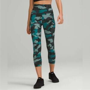 Lululemon Wunder Train High-Rise Crop 21" Heritage 365 Camo Tidewater Teal Multi